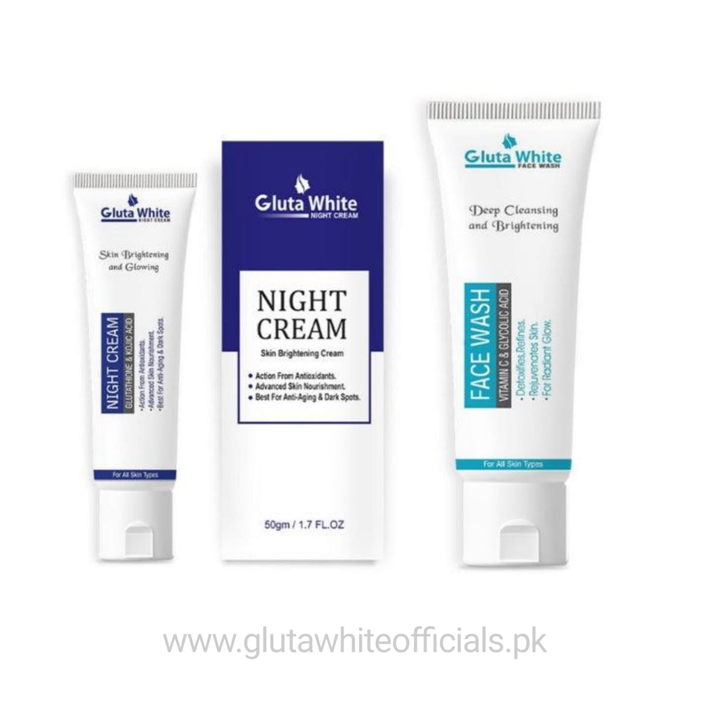 Gluta White Night Cream & Face Wash