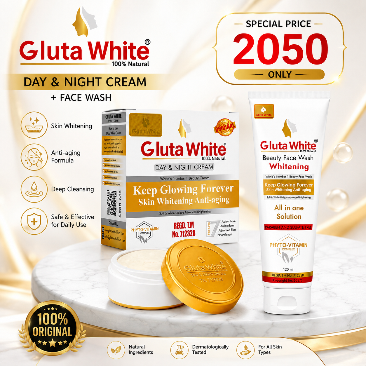Gluta White Cream and Face Wash Deal