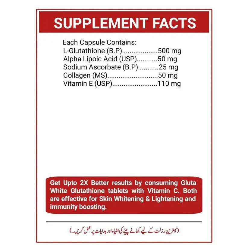 Gluta White Capsules & Vitamin C Tablets for Full Body Whitening (15 Days) GlutaWhiteOfficials.PK